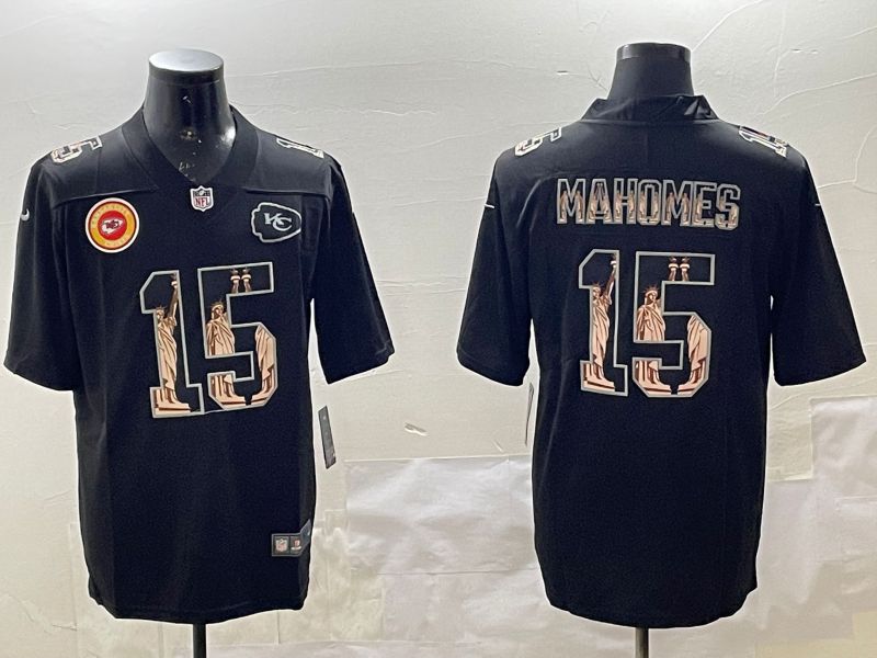 Men Kansas City Chiefs #15 Mahomes Black 2025 Nike Vapor Limited NFL Jersey style 21